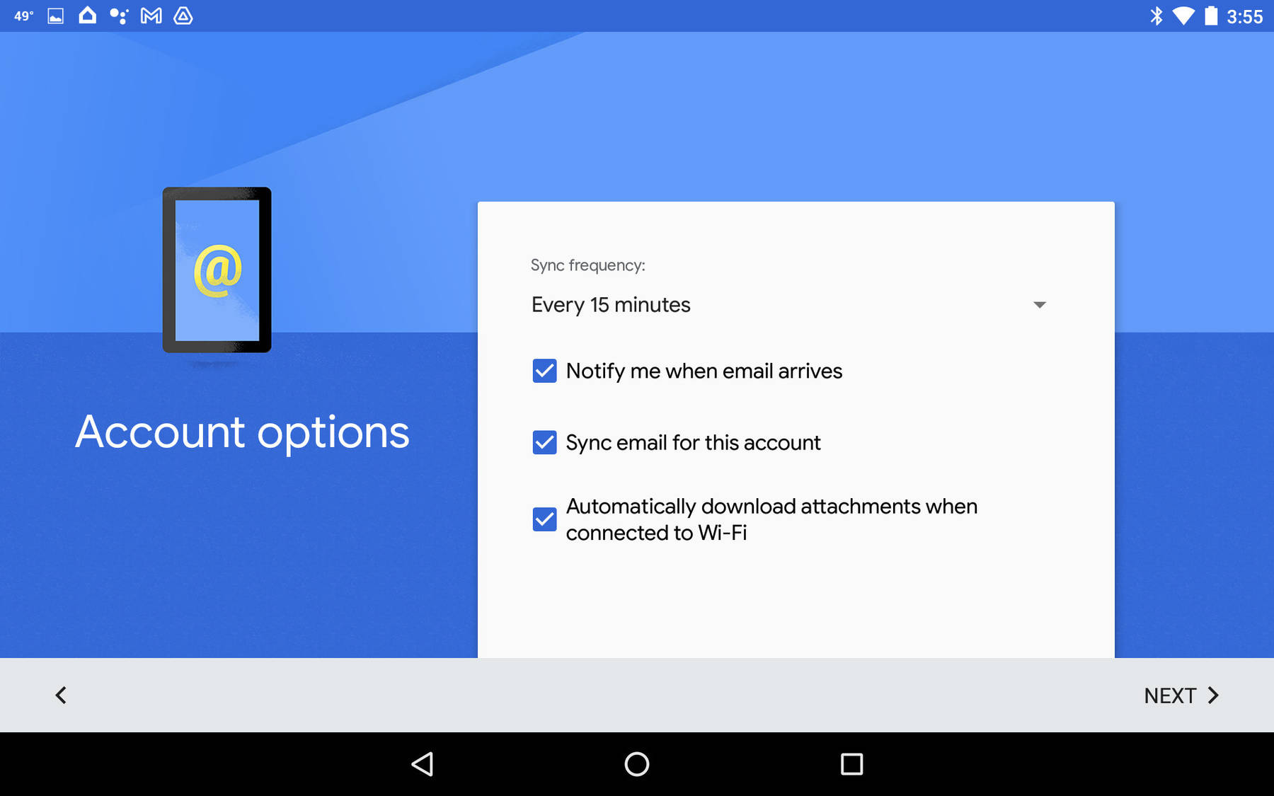 Adjust Sync Frequency (if desired), then tap Next
